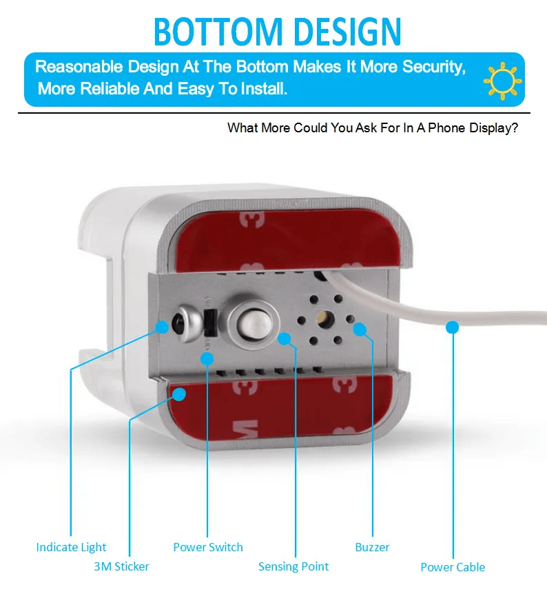 Anti-theft Mobile Phone Display Stand with Alarm and Charging Function