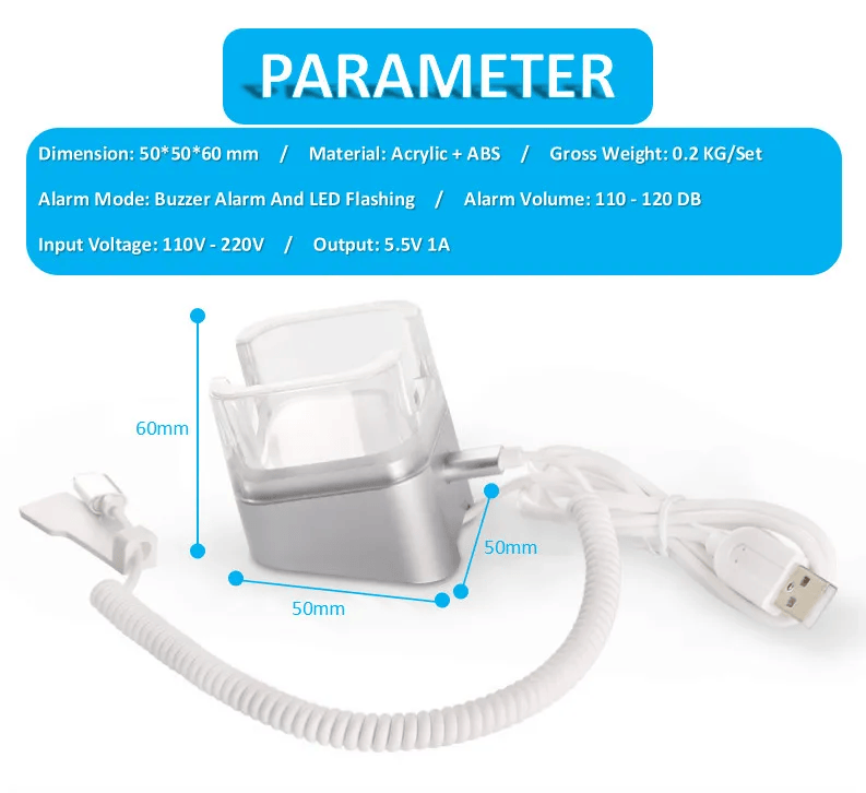 Anti-theft Mobile Phone Display Stand with Alarm and Charging Function