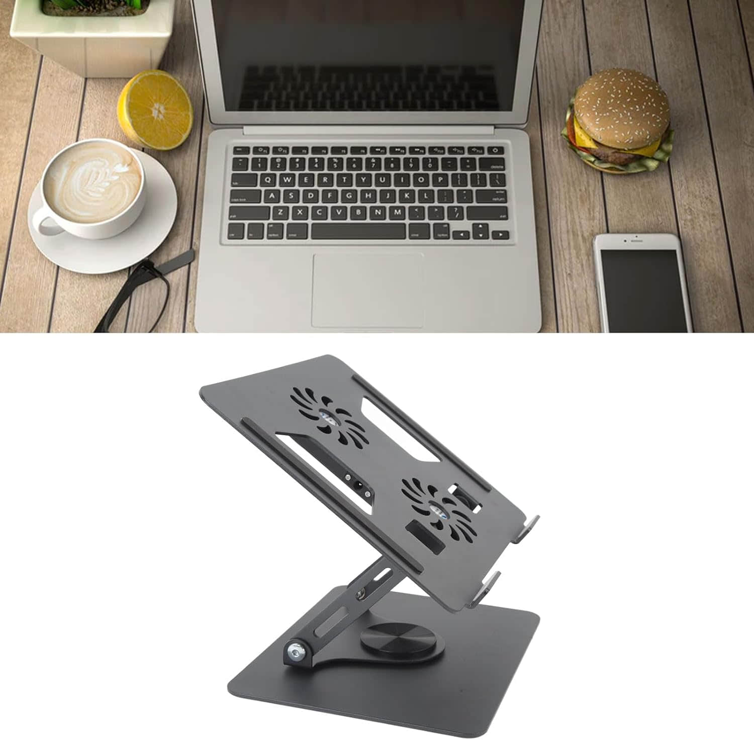 Aluminum Rotatable Laptop Stand With Cooling Fans