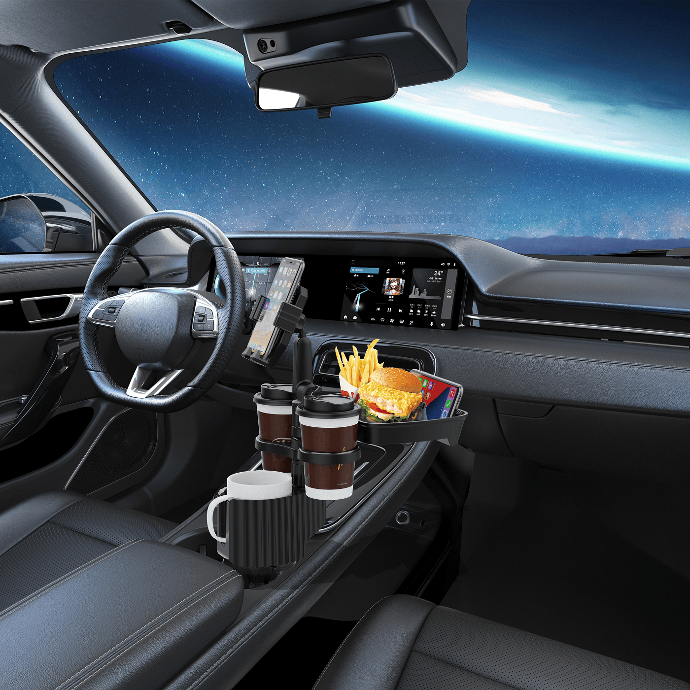 5 in 1 360°Cup tray Holder for Car, Drink Holder Expander