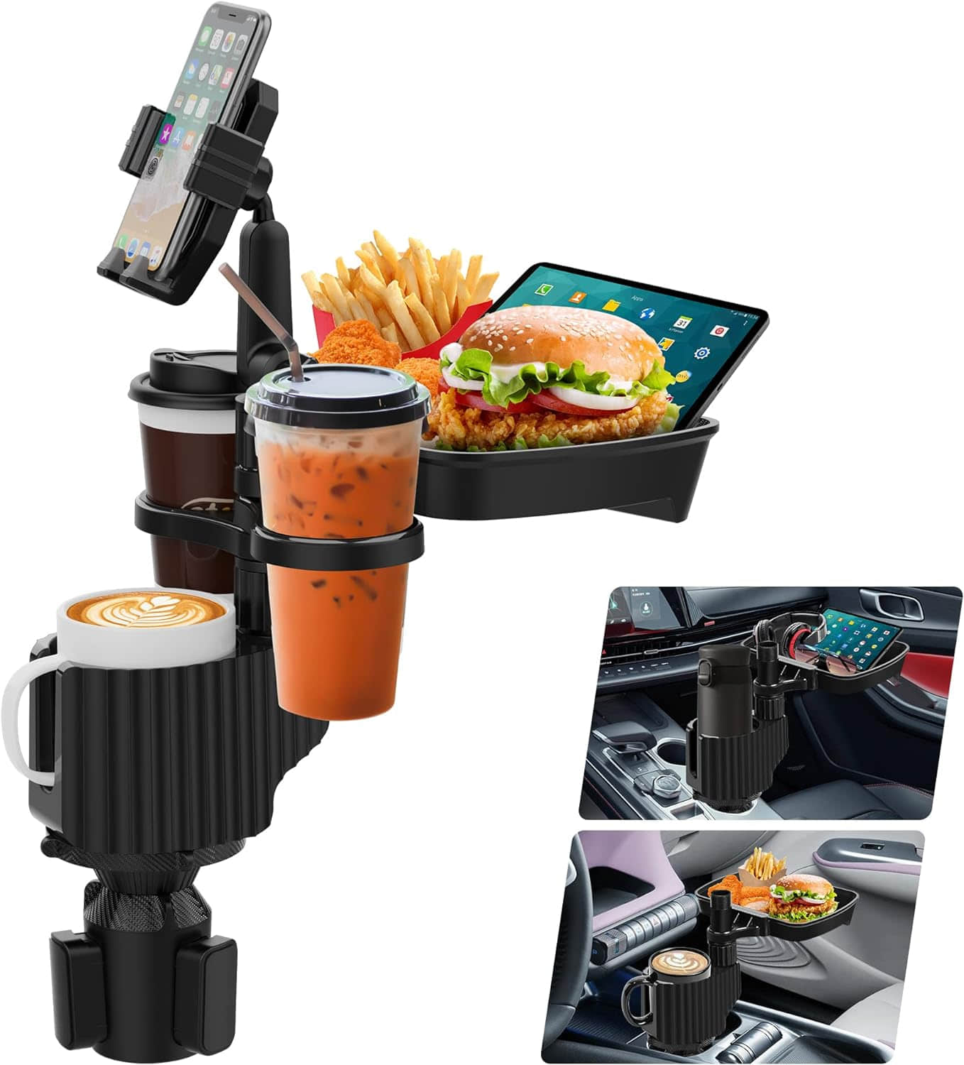 5 in 1 360°Cup tray Holder for Car, Drink Holder Expander