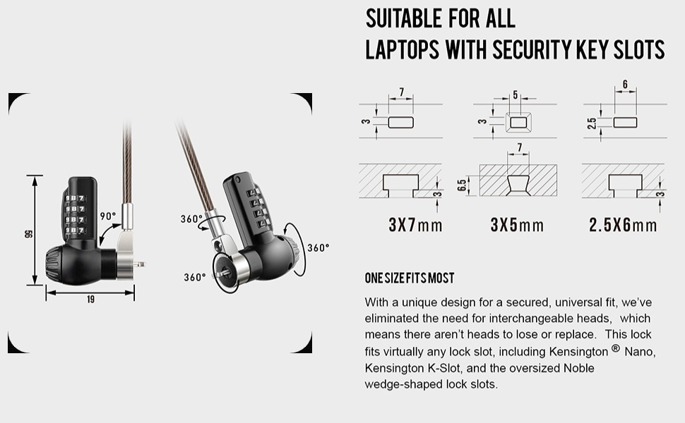 Universal Nano Slot Compatible 4 Digit Combination Security Cable Lock Universal Nano Slot Compatible 4 Digit Combination Security Cable Lock