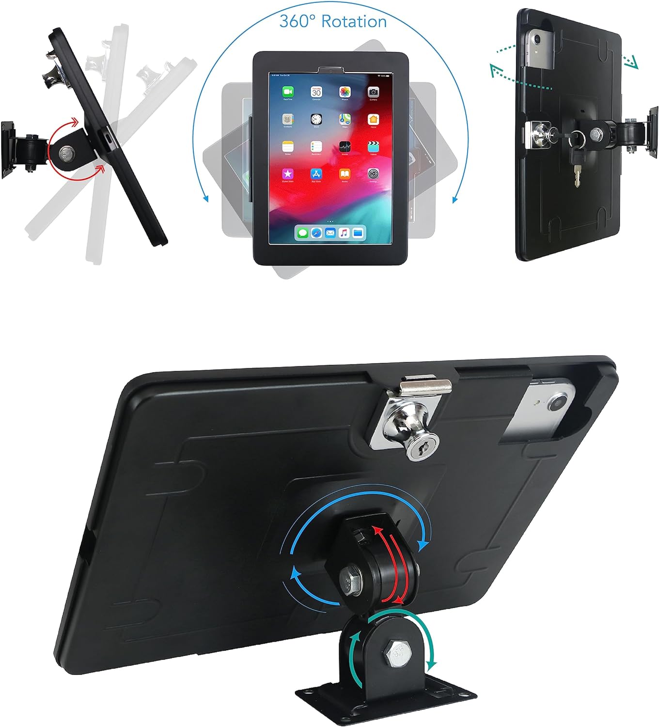 Aluminum Tablet Kiosk Display Wall Mount Holder with Lock and Keys Aluminum Tablet Kiosk Display Wall Mount Holder with Lock and Keys