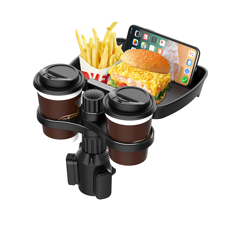 Cup Tray Holder With 2 Cup Holders and 1 Food Tray
