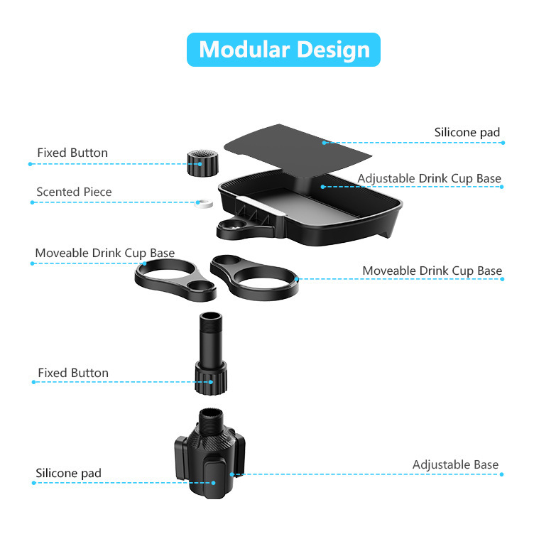 Cup Tray Holder With 2 Cup Holders and 1 Food Tray