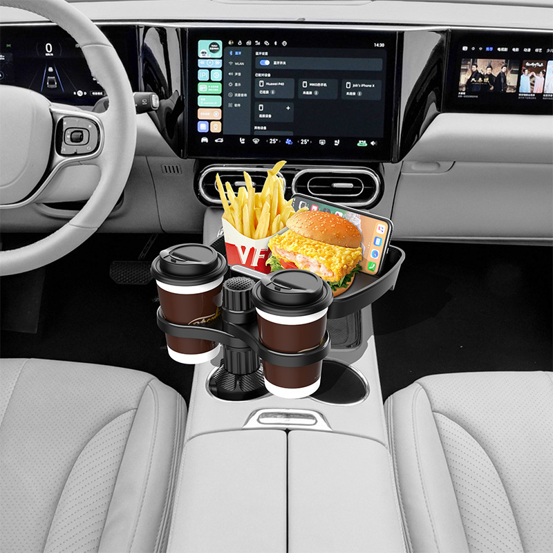 Cup Tray Holder With 2 Cup Holders and 1 Food Tray