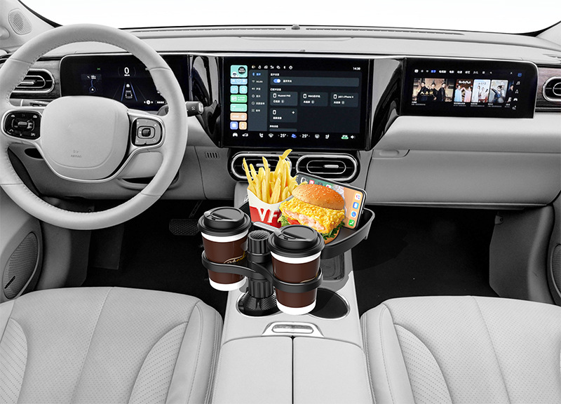 Cup Tray Holder With 2 Cup Holders and 1 Food Tray Cup Tray Holder With 2 Cup Holders and 1 Food Tray