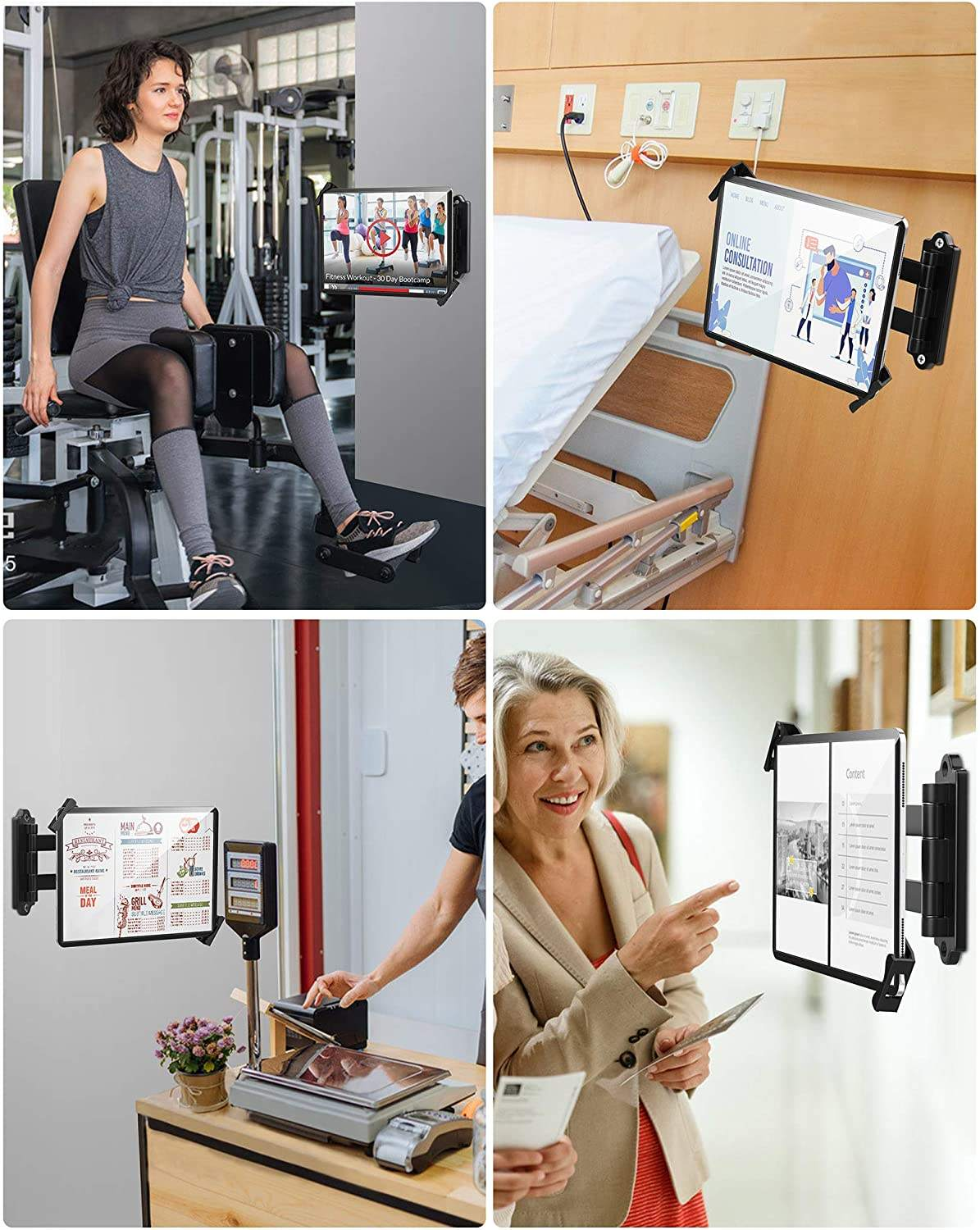 Aluminum Long Arm Retractable Security Wall Mounted Tablet Stand