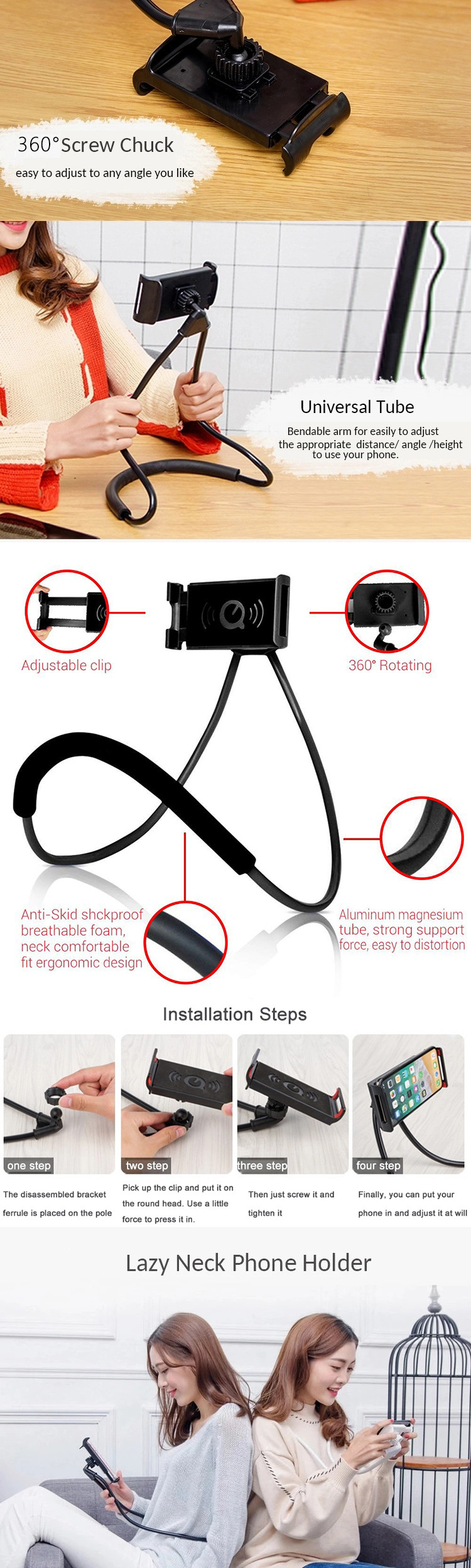 Long Arm 360 Rotating Lazy Gooseneck Cell Phone Holder Long Arm 360 Rotating Lazy Gooseneck Cell Phone Holder