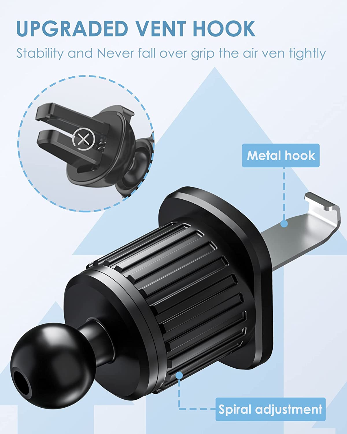 Hook Clip Air Vent Holder with 360 Degree Rotation Hook Clip Air Vent Holder with 360 Degree Rotation