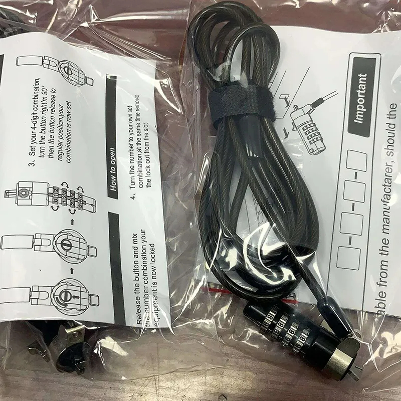 Noble Wedge Slot Nano K Slot Combination Laptop Cable Lock Kit For Acer Apple Asus or Dell