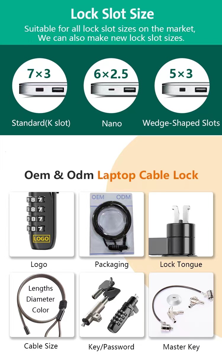 Universal Steel Anti-theft Security Combination Laptop Cable Lock Universal Steel Anti-theft Security Combination Laptop Cable Lock