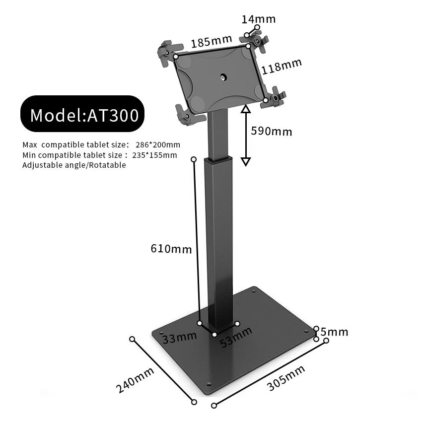 Heights Adjustable Aluminum Floor Tablet Stand for 10-13inches Heights Adjustable Aluminum Floor Tablet Stand for 10-13inches