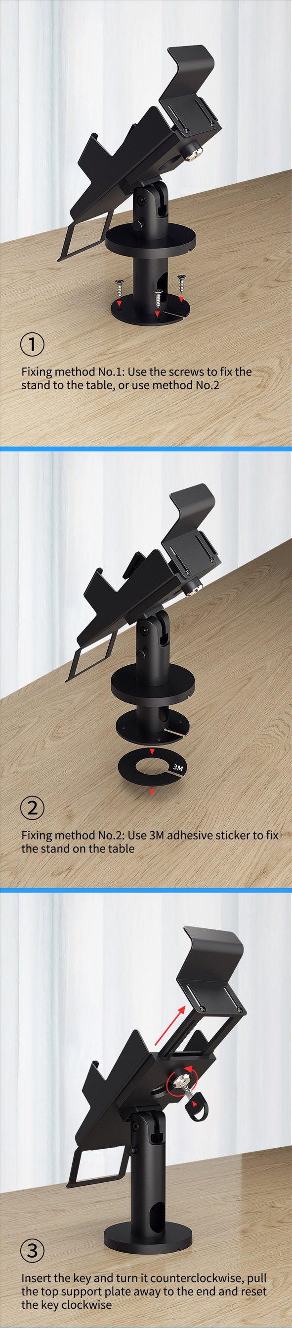 Anti-theft POS Terminal Stand with Lock and Keys