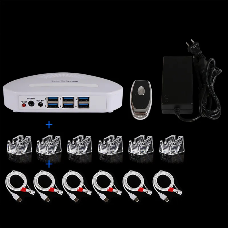 Security Anti-theft Alarming and Charging Multi 6 Port Device for Mobile Phone