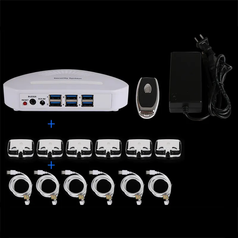 Security Anti-theft Alarming and Charging Multi 6 Port Device for Mobile Phone