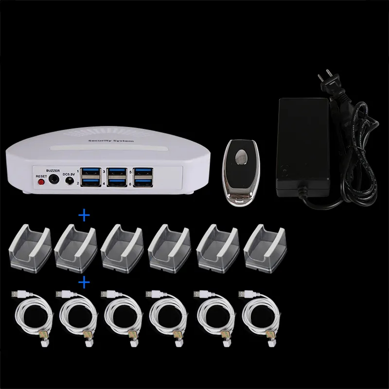 Security Anti-theft Alarming and Charging Multi 6 Port Device for Mobile Phone