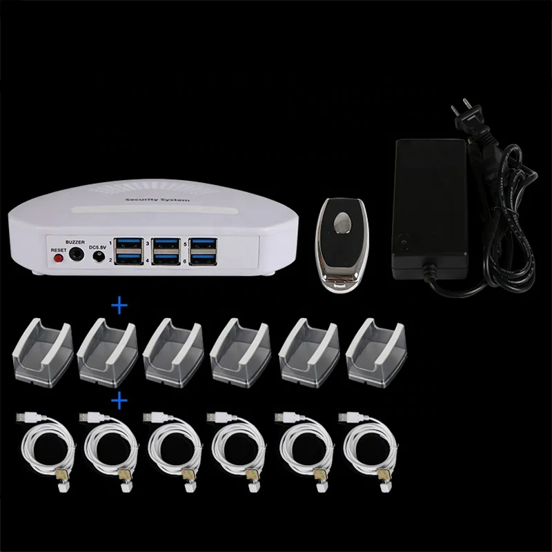 Security Anti-theft Alarming and Charging Multi 6 Port Device for Mobile Phone Security Anti-theft Alarming and Charging Multi 6 Port Device for Mobile Phone