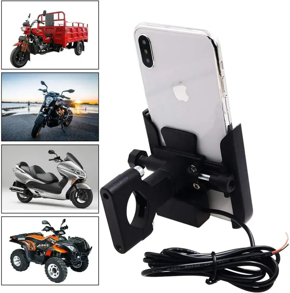 Aluminum Motorcycle  Bicycle Rearview Mirror Handlebard Car Phone Holder