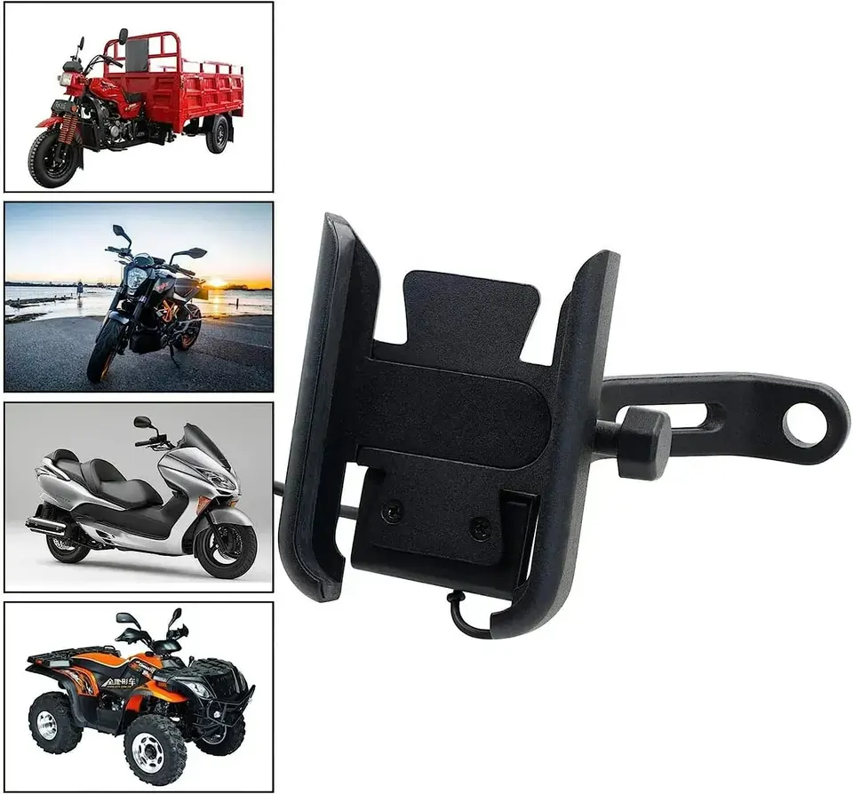Aluminum Motorcycle  Bicycle Rearview Mirror Handlebard Car Phone Holder