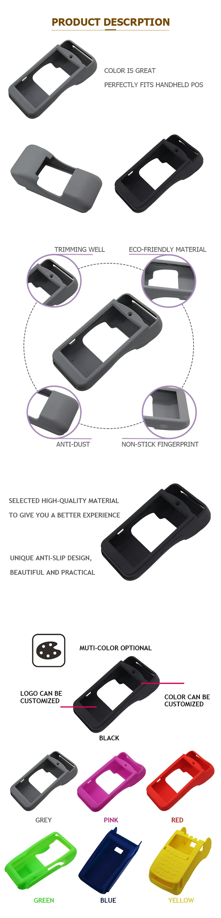 POS Machine Cover Silicone protective Case For PAX A920 POS Machine Cover Silicone protective Case For PAX A920