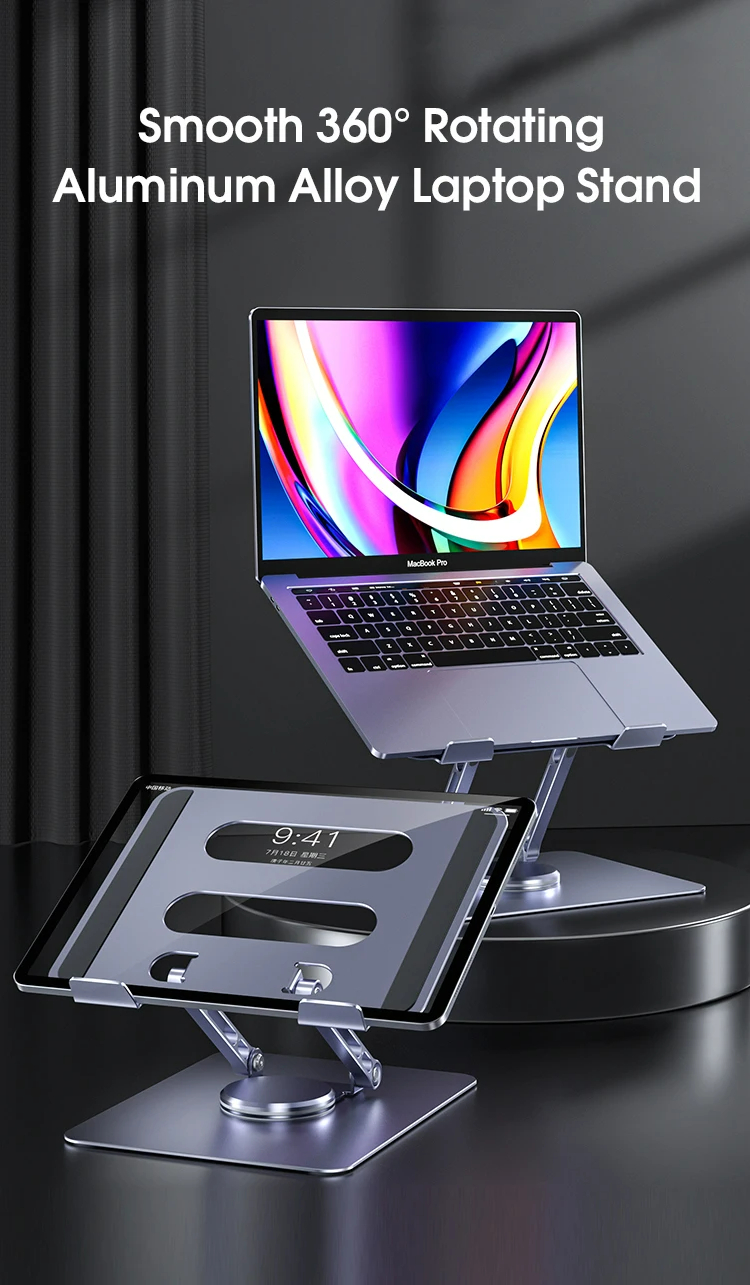360 Rotating Base, Ergonimic Foldable Laptop Riser for Desk 360 Rotating Base, Ergonimic Foldable Laptop Riser for Desk