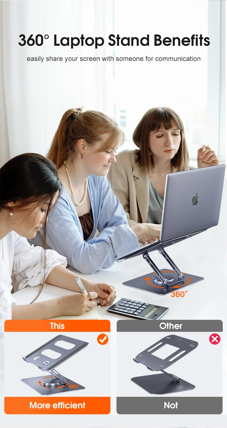 360 Rotating Base, Ergonimic Foldable Laptop Riser for Desk 360 Rotating Base, Ergonimic Foldable Laptop Riser for Desk