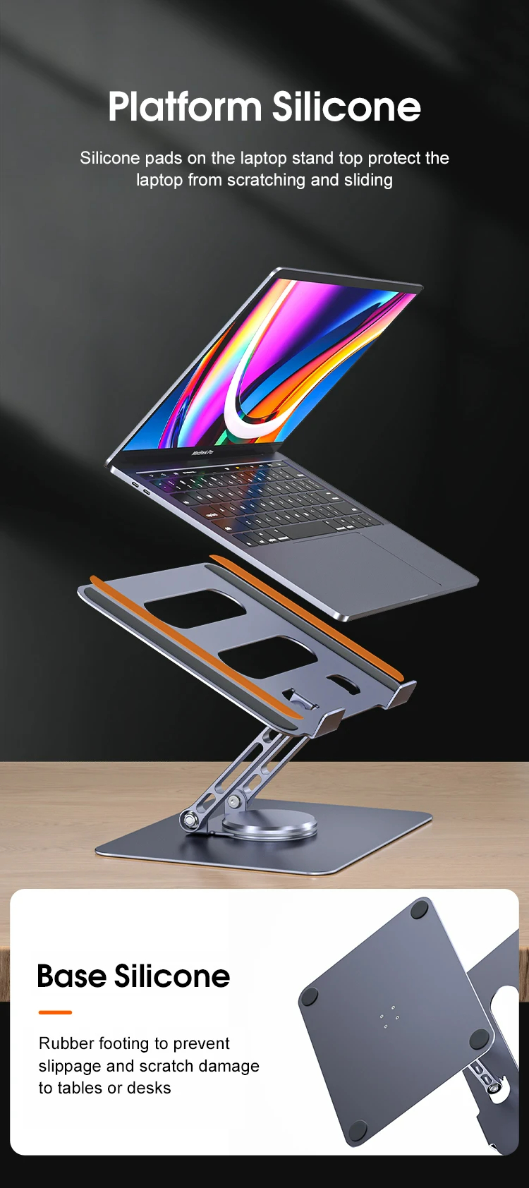 360 Rotating Base, Ergonimic Foldable Laptop Riser for Desk 360 Rotating Base, Ergonimic Foldable Laptop Riser for Desk