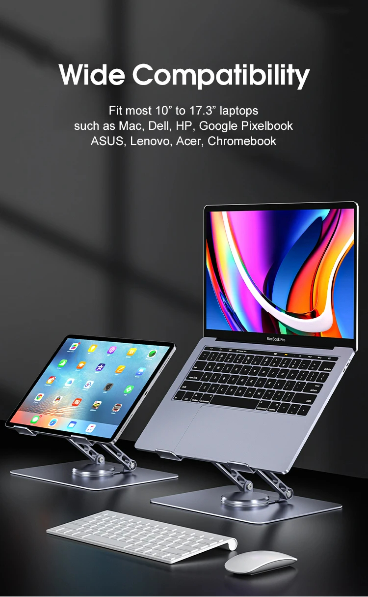 360 Rotating Base, Ergonimic Foldable Laptop Riser for Desk 360 Rotating Base, Ergonimic Foldable Laptop Riser for Desk