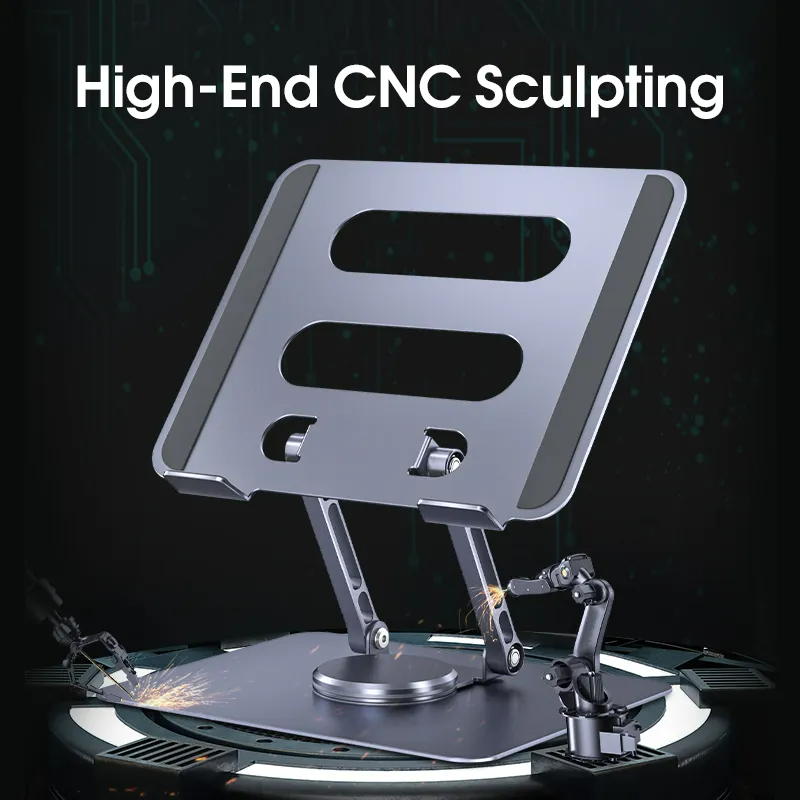  360 Rotating Base, Ergonimic Foldable Laptop Riser for Desk
