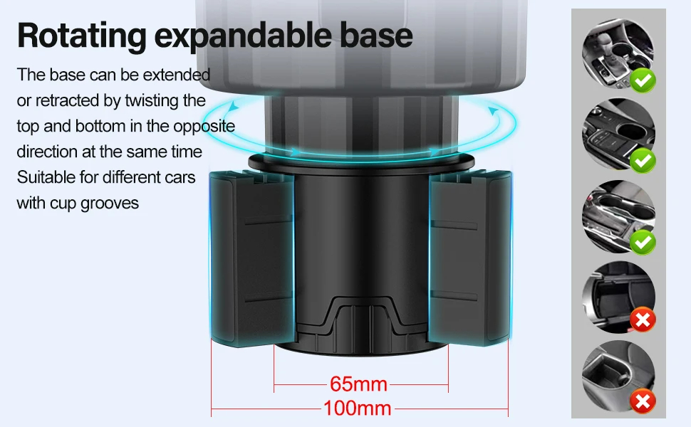 Expander Car Cup Tray Holder Adjustable Base Compatible with Bottles and Cups Expander Car Cup Tray Holder Adjustable Base Compatible with Bottles and Cups