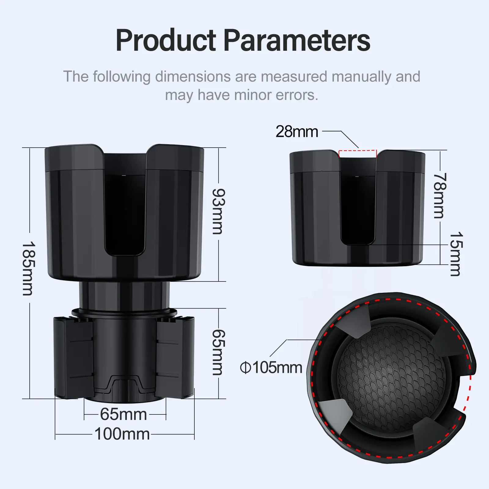 Expander Car Cup Tray Holder Adjustable Base Compatible with Bottles and Cups