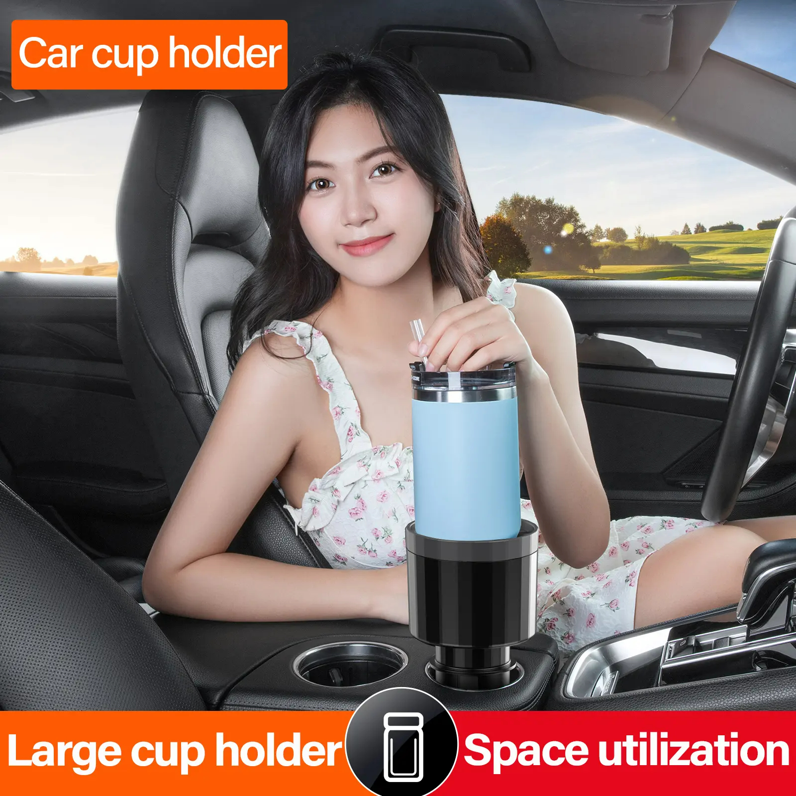 Expander Car Cup Tray Holder Adjustable Base Compatible with Bottles and Cups