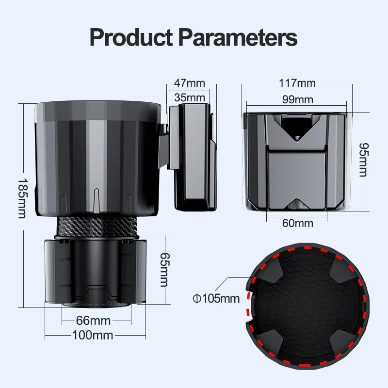 Adjustable 2.6-3.8 Inches Base Cup Holder Expander Car Tray Cup Holder