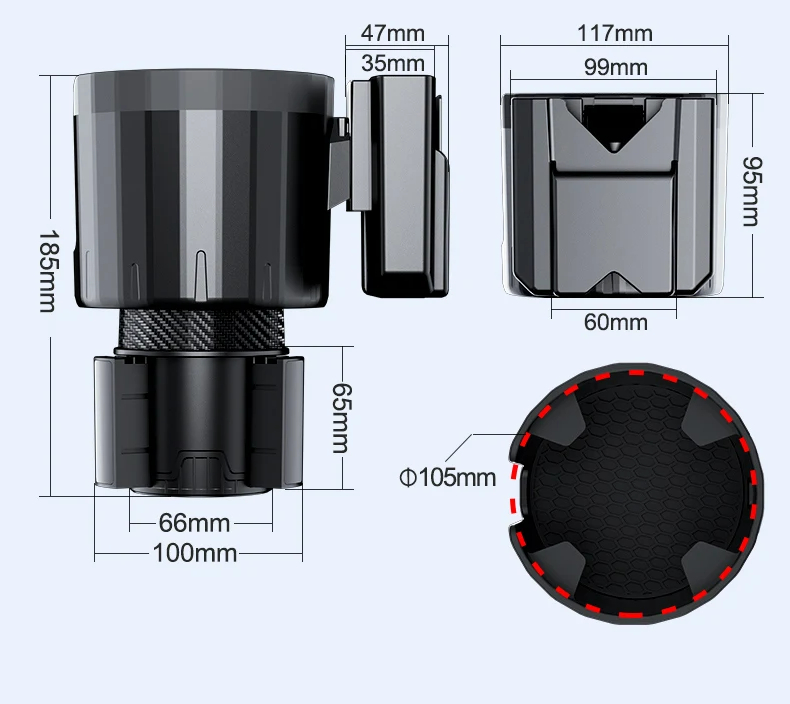 Adjustable 2.6-3.8 Inches Base Cup Holder Expander Car Tray Cup Holder