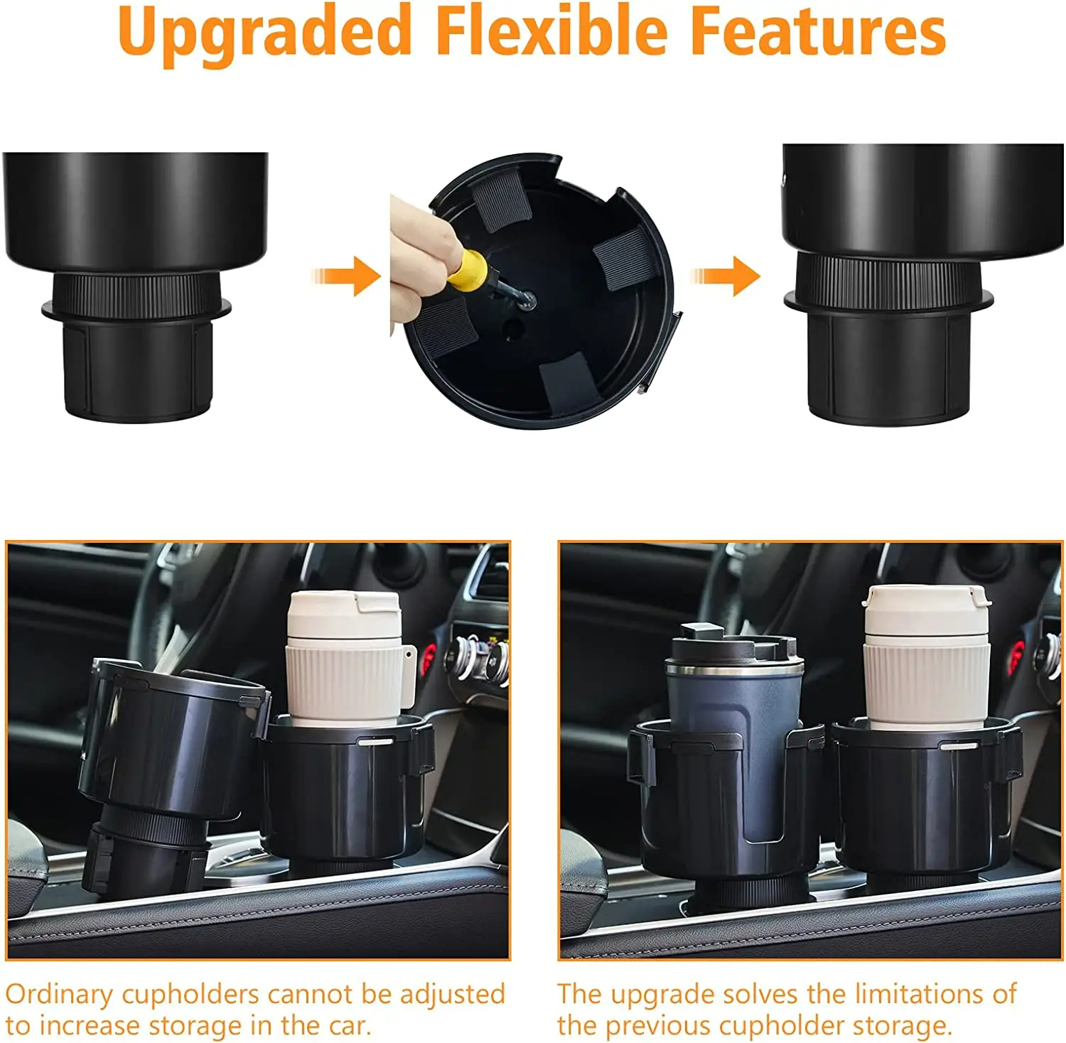 2 in 1 Car Cup Holder Car organizers With Phone Holder