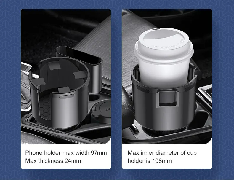 2 in 1 Car Cup Holder Car organizers With Phone Holder