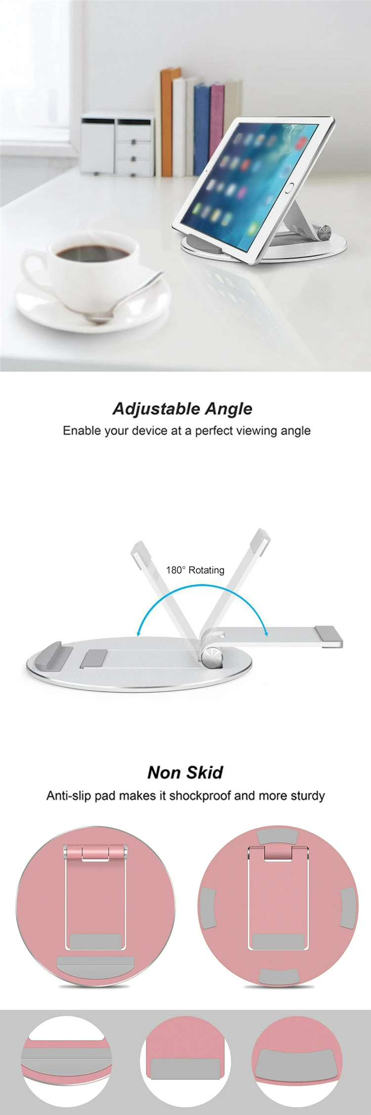 Portable 180 Rotating Completely Flat Shape Lazy Tablet Phone Holder