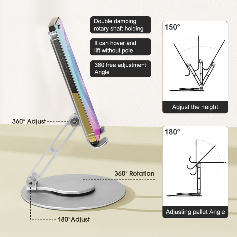  Hot Sale Anti-slip 360 Rotating Aluminum Mobile Phone Holders