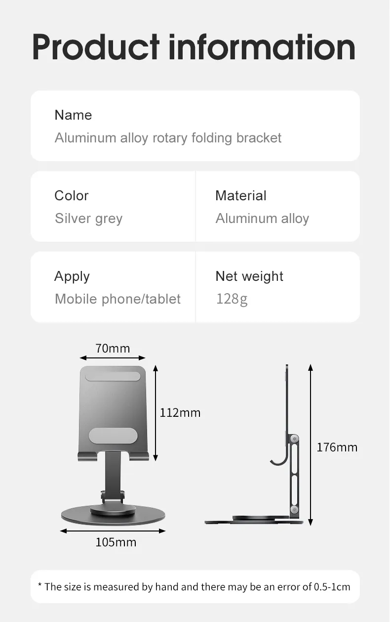  Hot Sale Anti-slip 360 Rotating Aluminum Mobile Phone Holders