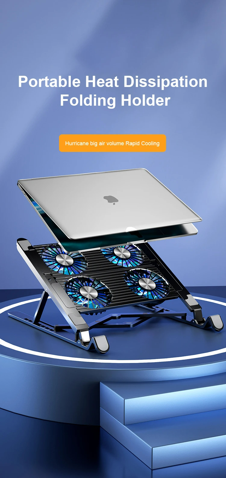 Muti-height Adjustable Plastic Laptop Holder Foldable Portable Computer Desktop Stand With Four Cool