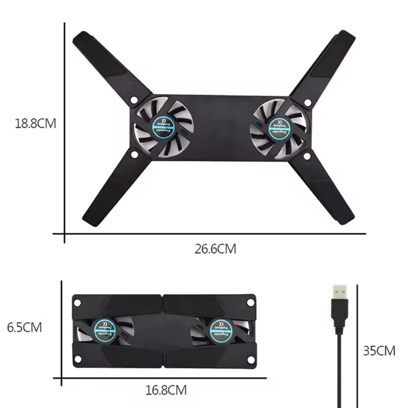 New Laptop Cooling Pad Laptop Cooler USB Powered Cooling Pad Bracket 2 Fans for Laptop