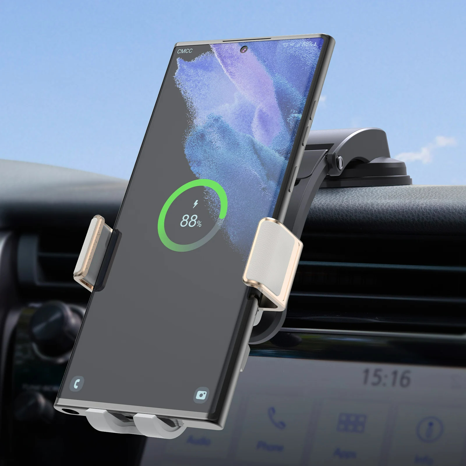 15W Wireless Car Charger for Samsung Galaxy Z Flip 6 5 iPhone Fast Charging 