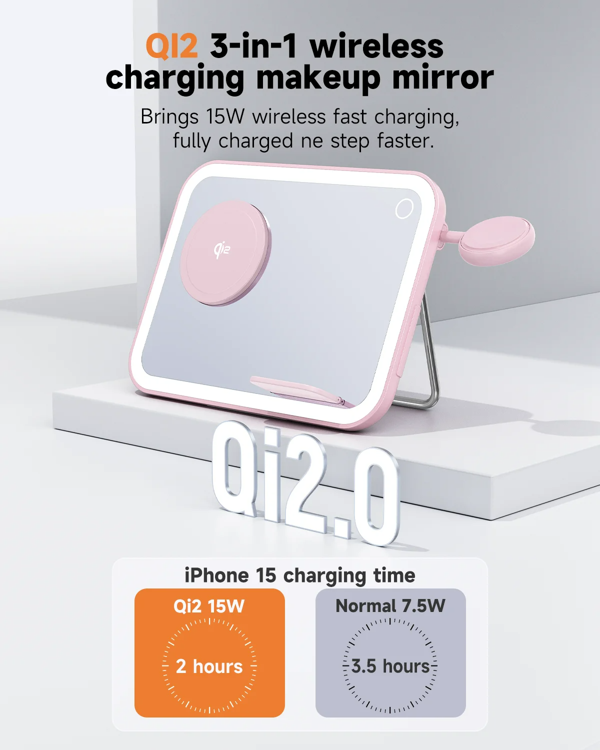 15W 3 in 1Magnetic Wireless Charger Station Vanity Mirror LED Night Light for iPhone iWatch Aipods 15W 3 in 1Magnetic Wireless Charger Station Vanity Mirror LED Night Light for iPhone iWatch Aipods