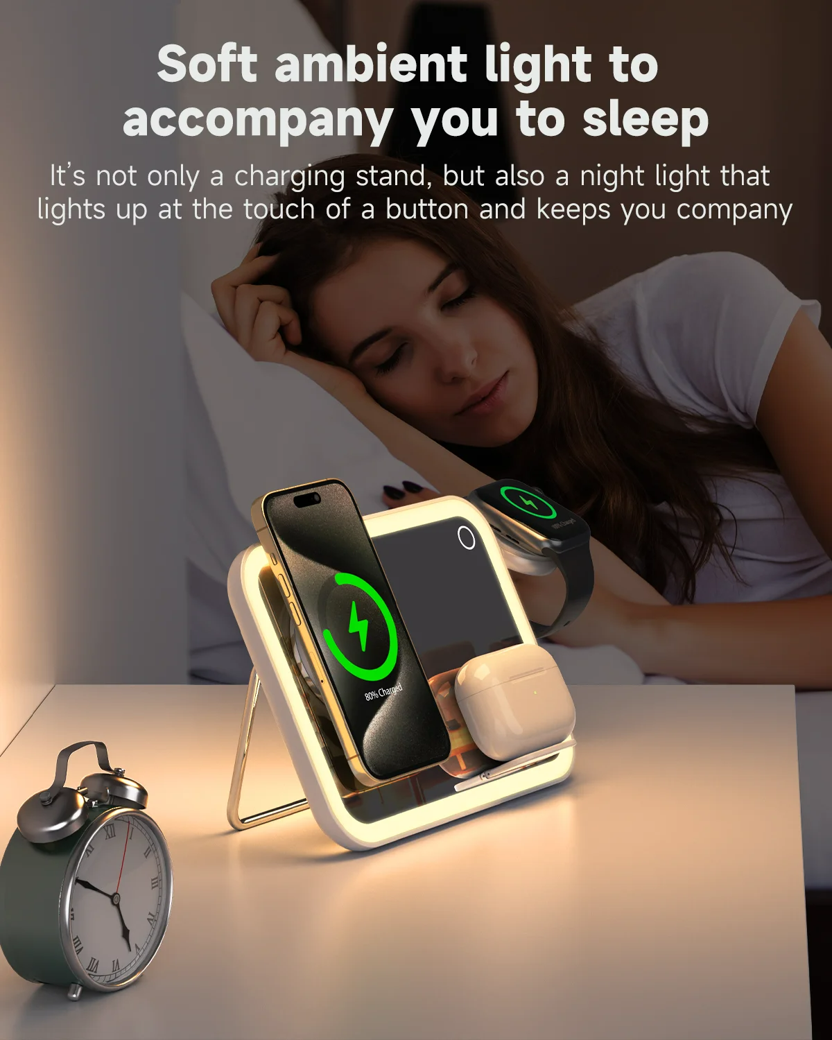 15W 3 in 1Magnetic Wireless Charger Station Vanity Mirror LED Night Light for iPhone iWatch Aipods 15W 3 in 1Magnetic Wireless Charger Station Vanity Mirror LED Night Light for iPhone iWatch Aipods