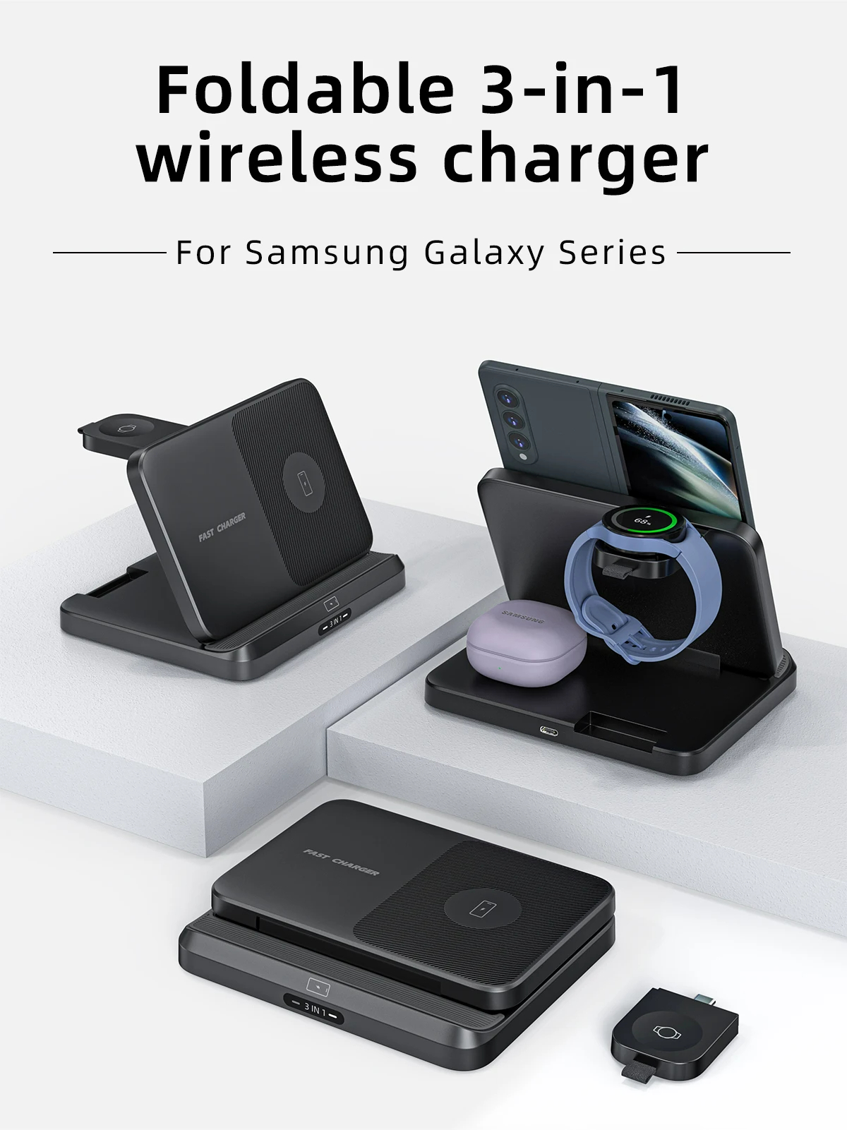 15W 3 In 1 Wireless Charger For Galaxy Z Fold 4 3 2 For All Samsung Tablet Watch Buds
