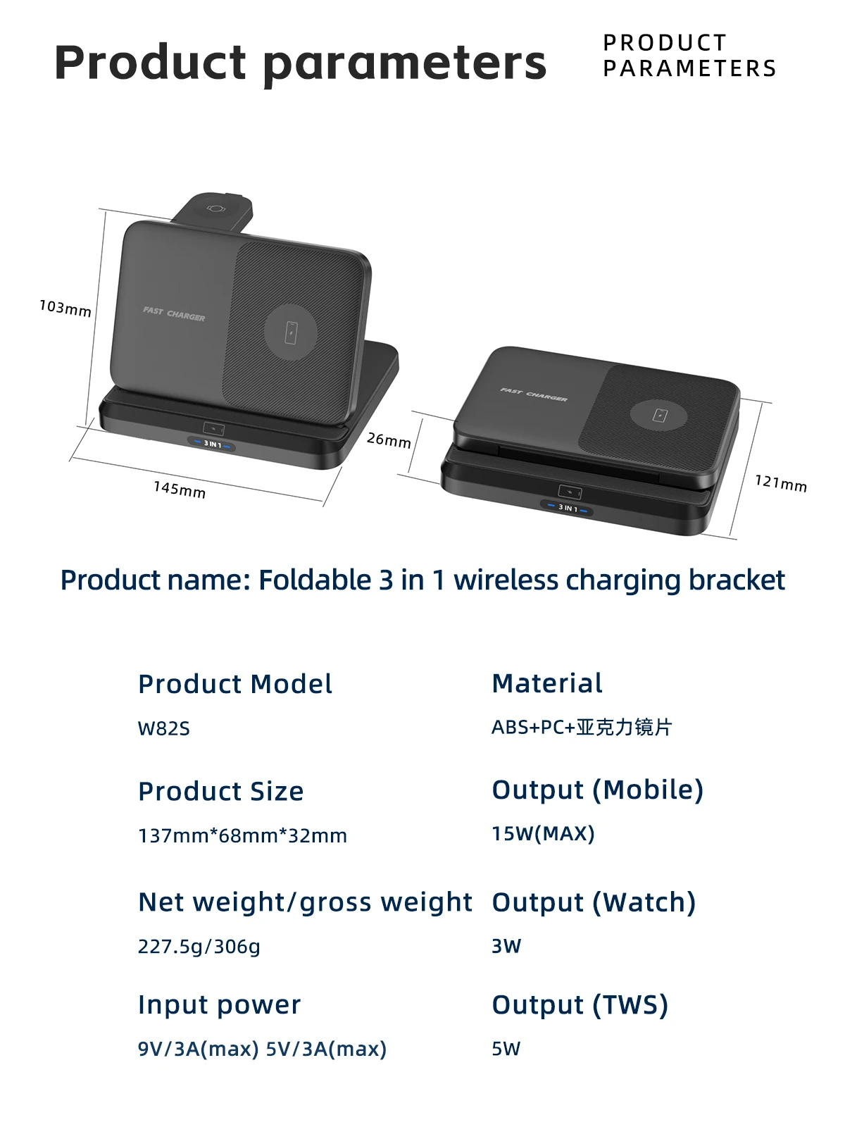15W 3 In 1 Wireless Charger For Galaxy Z Fold 4 3 2 For All Samsung Tablet Watch Buds