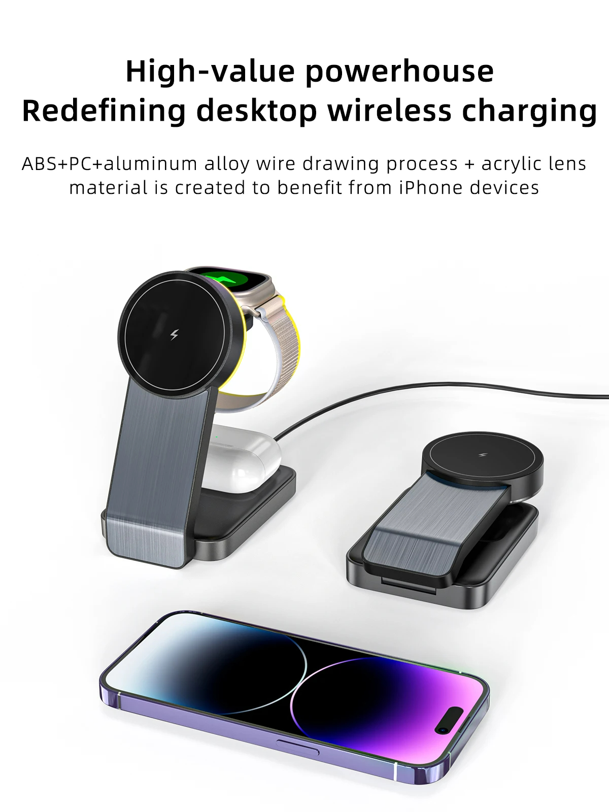 15W Magnetic Macsafe Fast QI Wireless Charging Wireless Fast Charger Station For Apple 3 In 1 15W Magnetic Macsafe Fast QI Wireless Charging Wireless Fast Charger Station For Apple 3 In 1