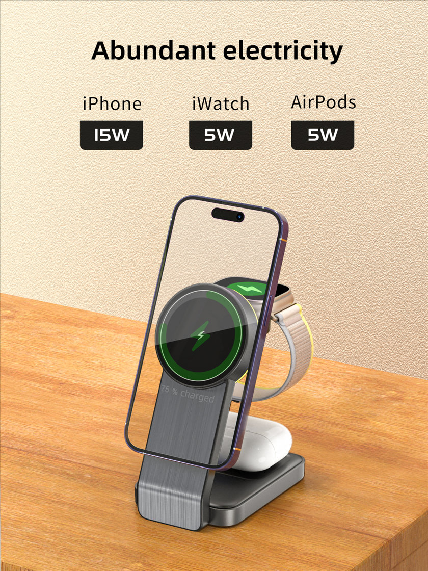15W Magnetic Macsafe Fast QI Wireless Charging Wireless Fast Charger Station For Apple 3 In 1 15W Magnetic Macsafe Fast QI Wireless Charging Wireless Fast Charger Station For Apple 3 In 1