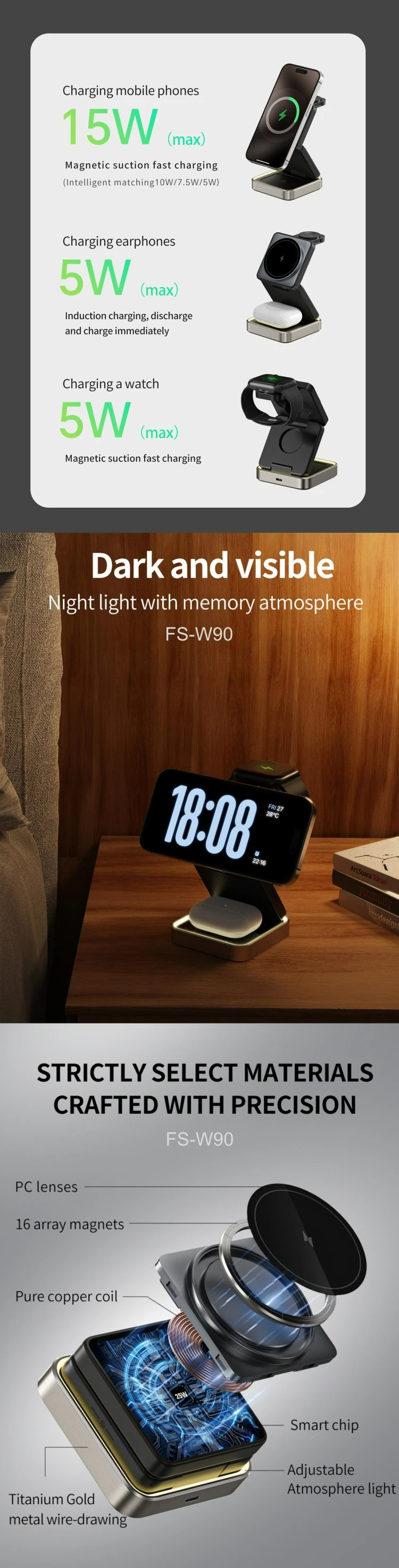 3 In 1 Magnetic Wireless Charger Foldable Trending Products 2024 New Arrival With Night Light 3 In 1 Magnetic Wireless Charger Foldable Trending Products 2024 New Arrival With Night Light